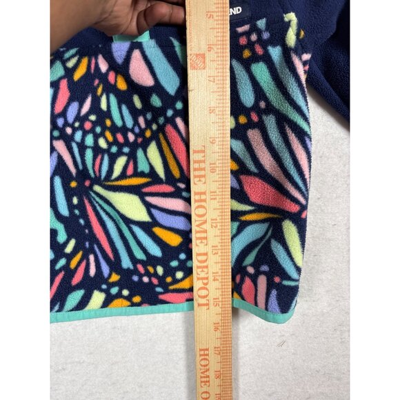 Lands End Kids Fleece Pullover XXS 2-3 Navy & Multicolor Pattern - Picture 9 of 10